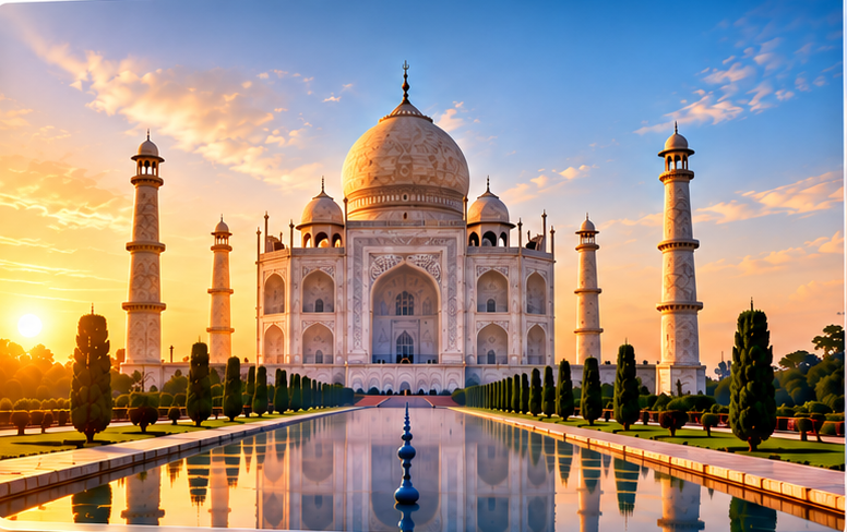 The Taj Mahal at sunrise — web design and development from India for businesses worldwide